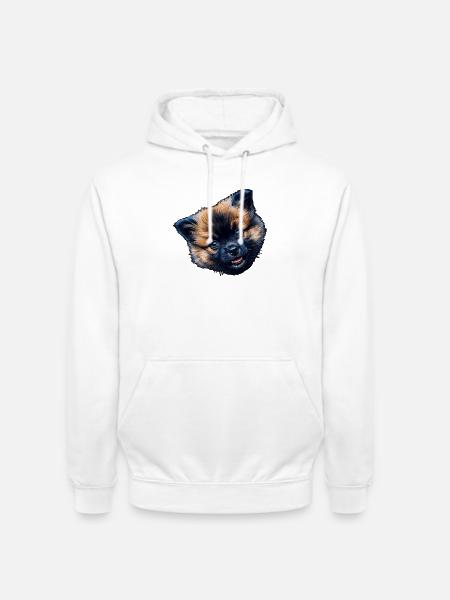 Eurasier Head Blue-eyed Fluffy - Unisex Hoodie - white
