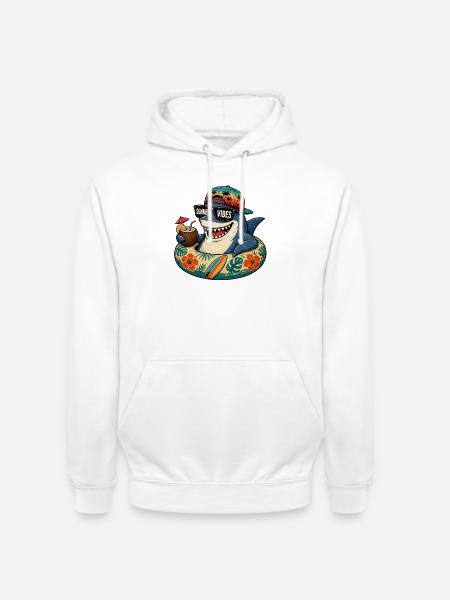 Summer Shark with Vibes Summer Vibes - Unisex Hoodie - white