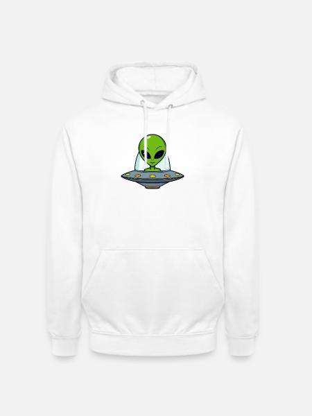 Alien in a spaceship - Unisex Hoodie - white