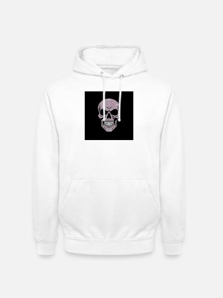 Glittering skull on black - Unisex Hoodie - white