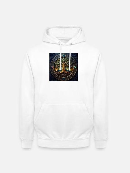 Arbre mystique aux bijoux et nœuds - Sweat-shirt à capuche unisexe - blanc