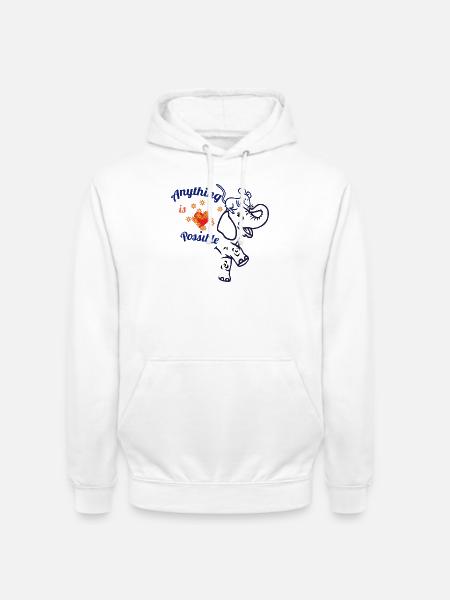 Everything is possible – elephant and mouse - Unisex Hoodie - white