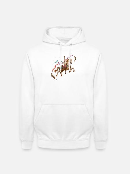 Goldene Karussellpferd und Feenbänder - Unisex Hoodie - Weiß