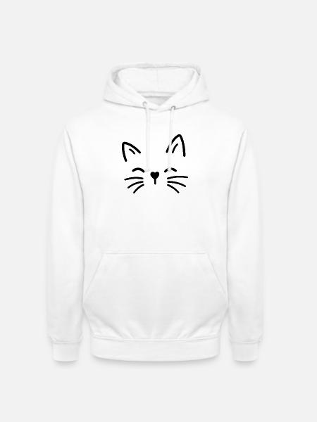 Cute cat with heart nose - Unisex Hoodie - white