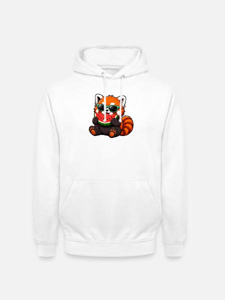 Panda rouge avec pastèque - Sweat-shirt à capuche unisexe - blanc