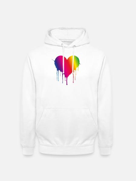 Regenbogen-Tropfherz - Unisex Hoodie - Weiß