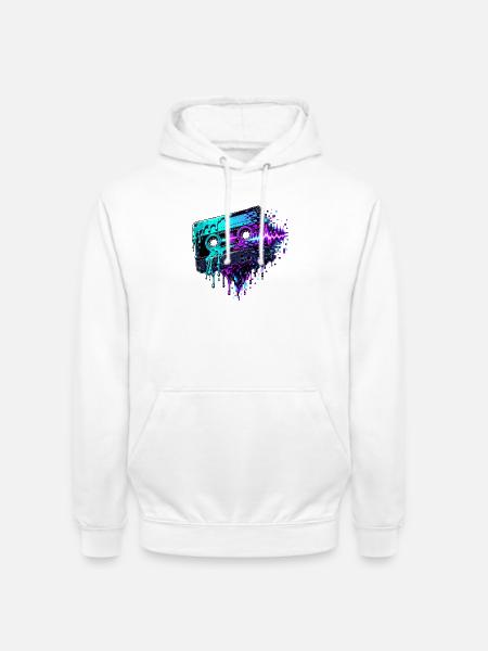 Neon Cassette Glitch Art - Unisex Hoodie - Weiß