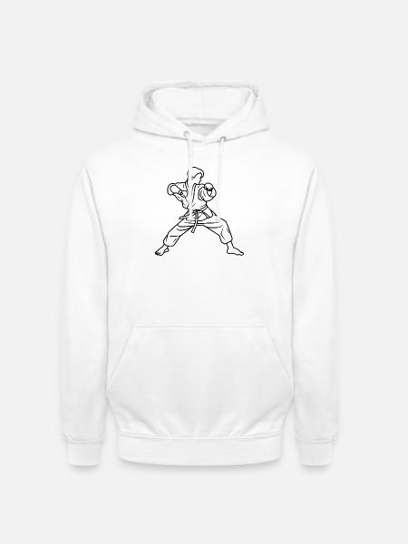 Karateka Linienskizze - Unisex Hoodie - Weiß