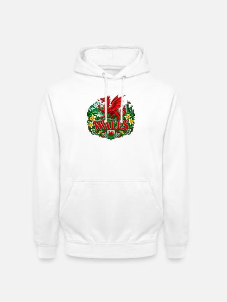Welsh Dragon Crest Blumenerbe - Unisex Hoodie - Weiß