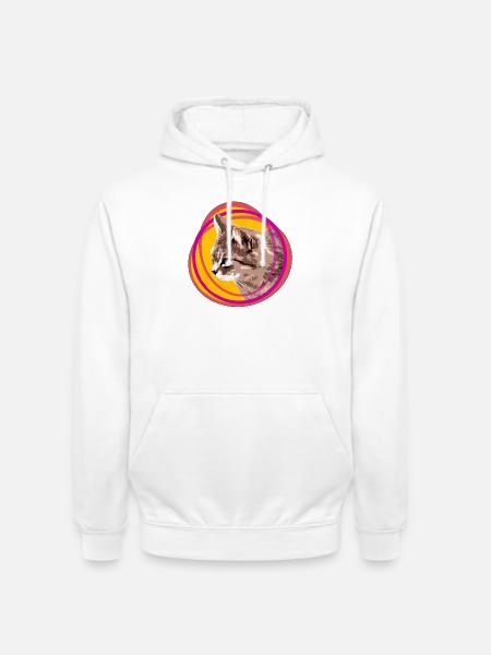 Katzengesicht im Psychedelic-Ring - Unisex Hoodie - Weiß