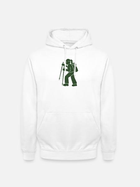 Bergwanderer mit Stöcken - Unisex Hoodie - Weiß