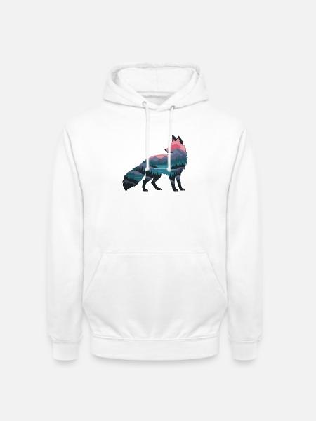 Wolfsilhouette mit Naturpanorama - Unisex Hoodie - Weiß