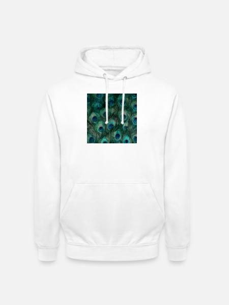 Smaragdgrüne Pfauenfedern - Unisex Hoodie - Weiß