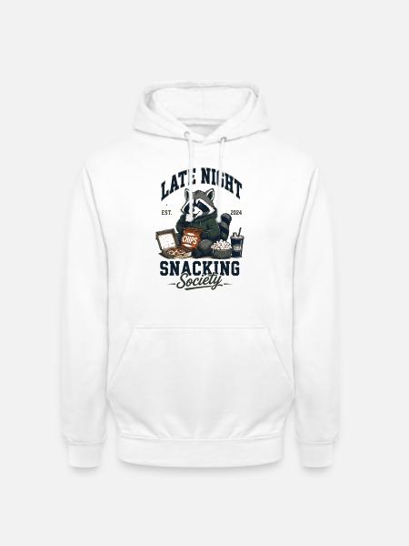 Late Night Snacking Society Waschbär - Unisex Hoodie - Weiß
