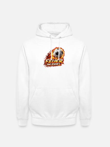 Flammender Fußball – Feuer im Spiel - Unisex Hoodie - Weiß