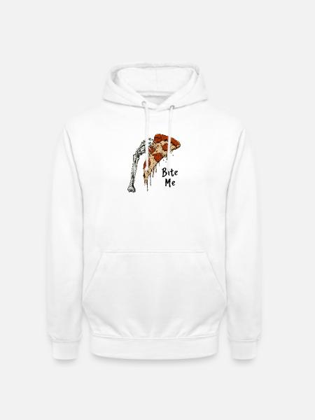 Knochenhand Pizza Bite Me - Unisex Hoodie - Weiß