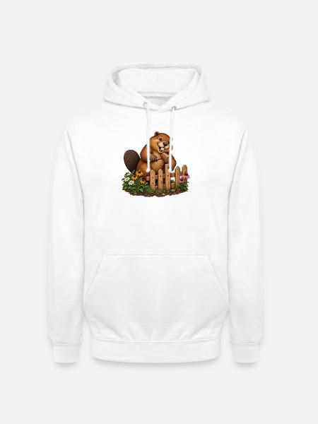 Biber baut einen Gartenzaun - Unisex Hoodie - Weiß