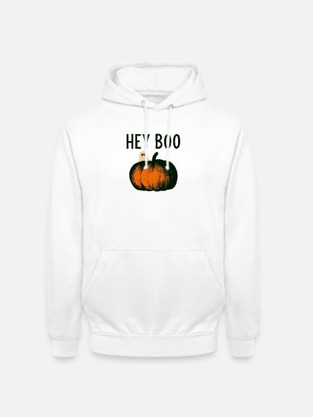 Kürbis Geist Hey Boo - Unisex Hoodie - Weiß