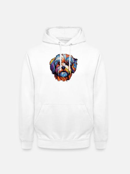 Bunter Hund Kopf Kunst - Unisex Hoodie - Weiß