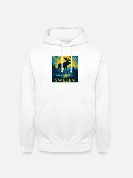 Schwedischer Elch im Abendlicht - Unisex Hoodie - Weiß
