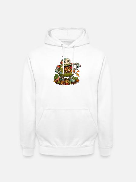 Herbstroboter mit Falllaub - Unisex Hoodie - Weiß