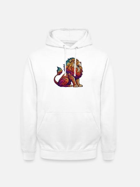 Regenbogen-Löwe im Schwungdesign - Unisex Hoodie - Weiß