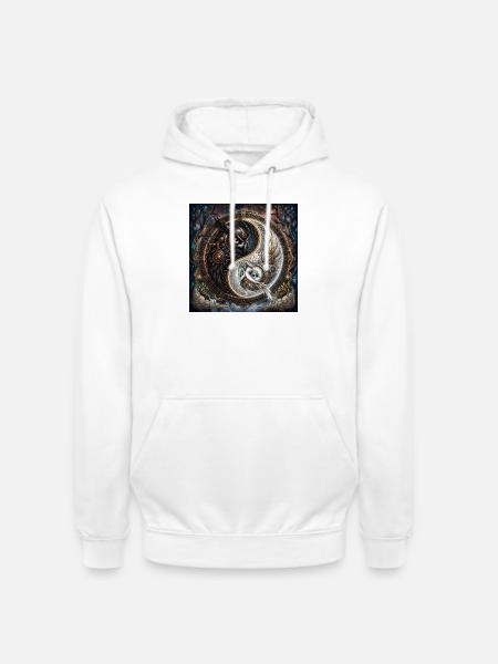 Steampunk Yin Yang Eule - Unisex Hoodie - Weiß