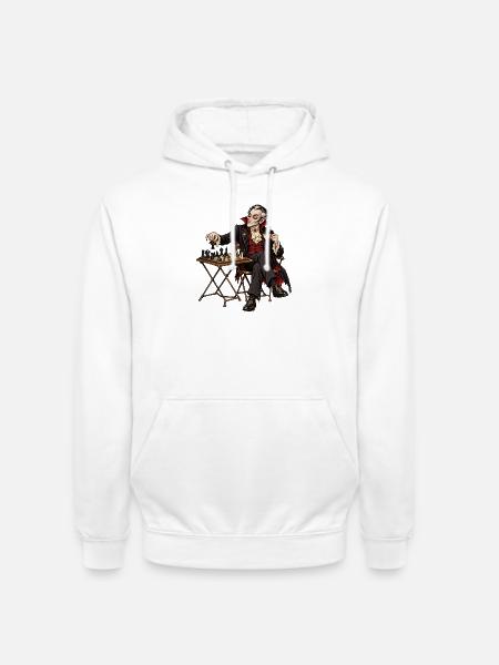 Vampirischer Gentleman am Schach - Unisex Hoodie - Weiß
