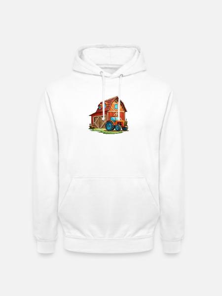 Rustikale Scheune mit Traktor - Unisex Hoodie - Weiß