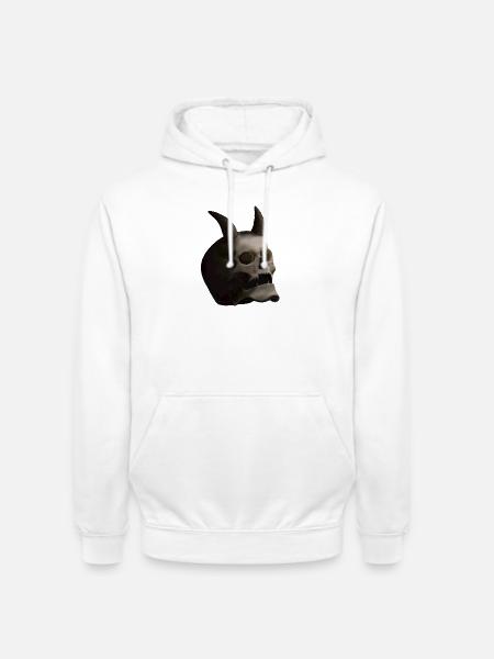 Dunkler Totenkopf mit Hörnern - Dämonenschädel - Unisex Hoodie - Weiß