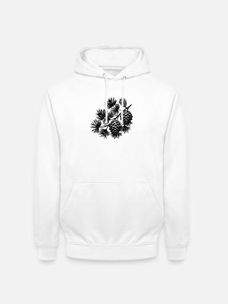 Kiefernzapfen am Ast - Unisex Hoodie - Weiß