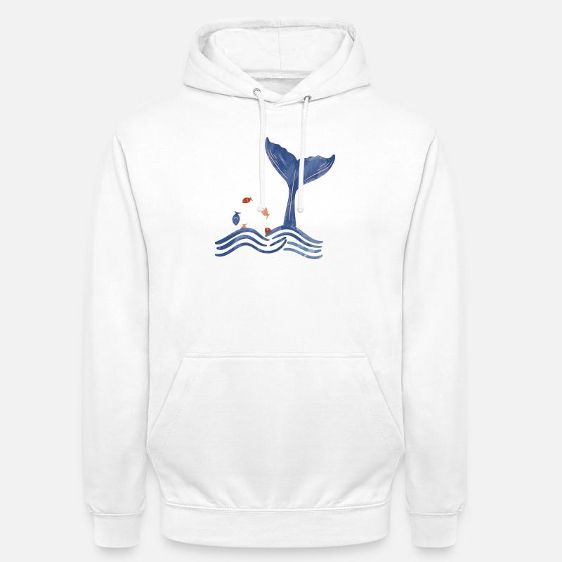 Ailerons de baleine et poissons - Sweat-shirt à capuche unisexe - blanc