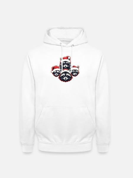 Raccoon Santa Hat Quartet Christmas - Unisex Hoodie - white