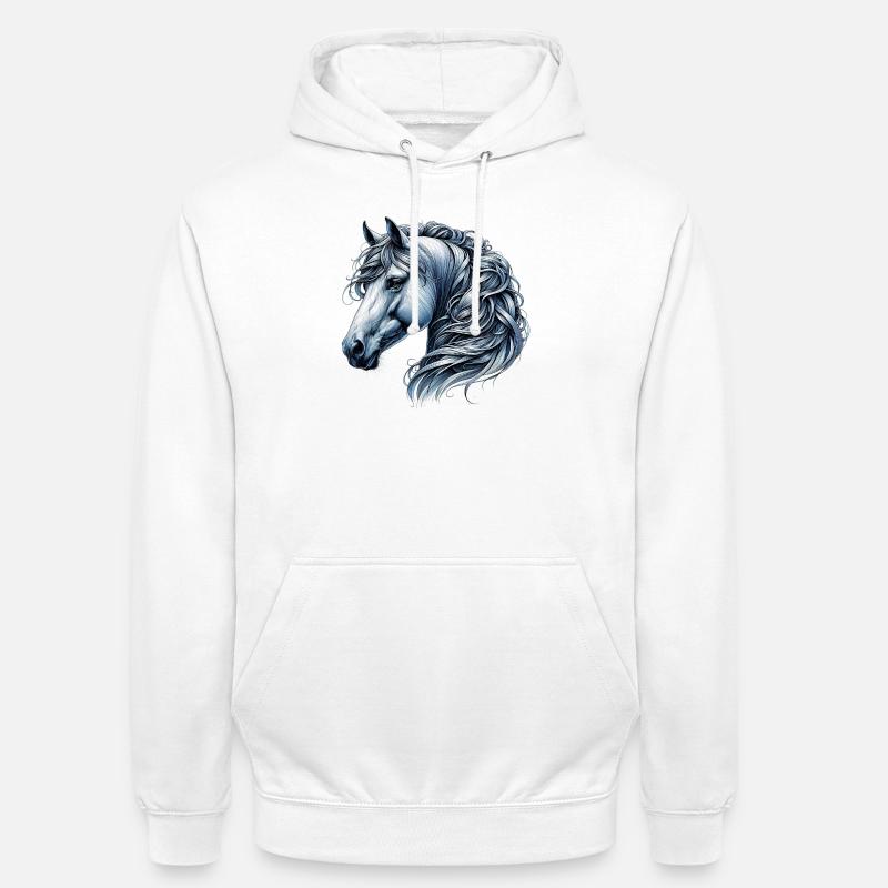 Cheval - Sweat-shirt à capuche unisexe - blanc