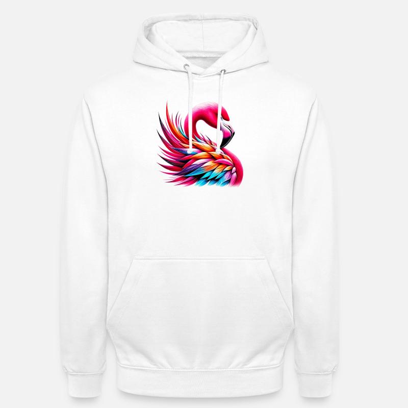 Flamant - Sweat-shirt à capuche unisexe - blanc