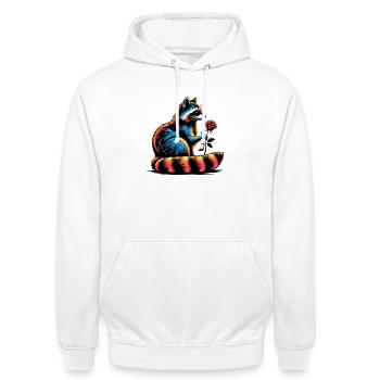 Waschbär - Unisex Hoodie - Weiß - Vorne - AI Model Male 185 dark (185cm) & AI Model Female 172 dark (172cm)