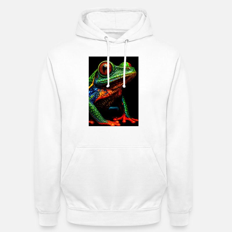 Lebendige Regenbogen-Laubfrosch-Illustration - Unisex Hoodie - Weiß