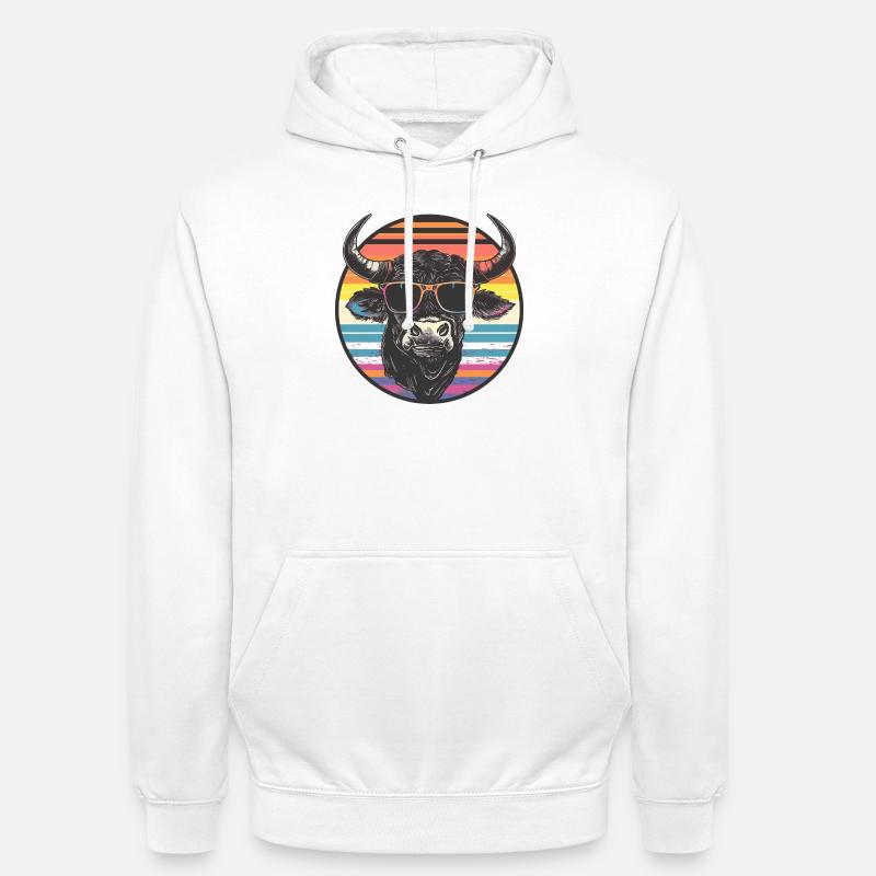Bison décontracté avec lunettes de soleil - Sweat-shirt à capuche unisexe - blanc