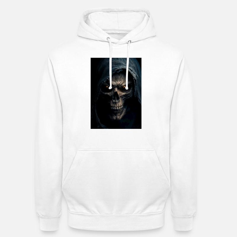 Schädel mit Kapuze Sensenmann - Unisex Hoodie - Weiß
