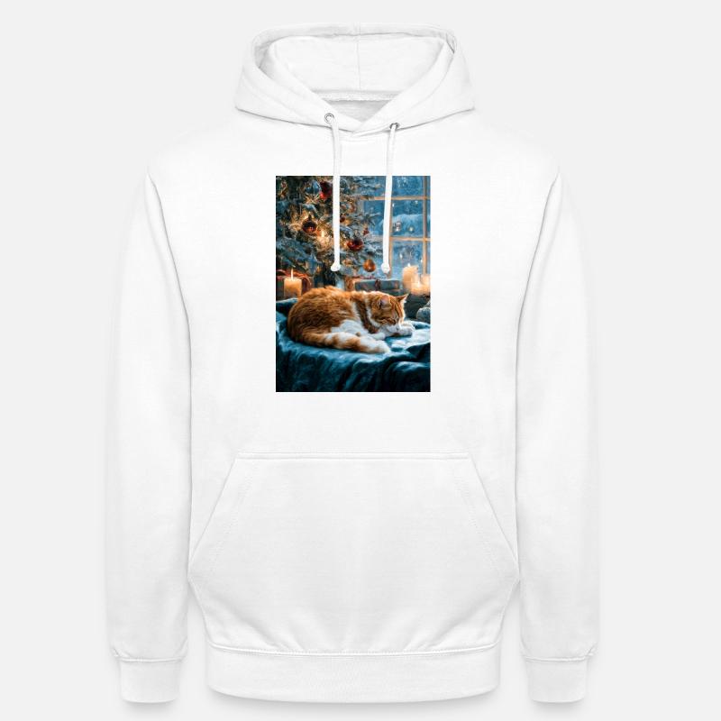 Sieste de chat de Noël douillette - Sweat-shirt à capuche unisexe - blanc