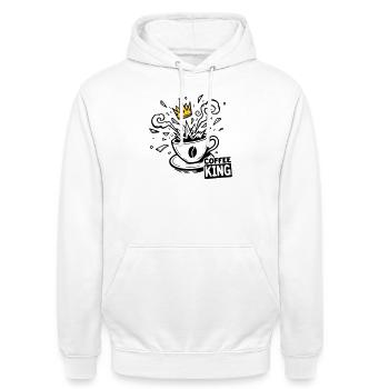 Grind or Die: coffee king krone graffiti kaffee - Unisex Hoodie - white - Front - AI Model Male 185 dark (185cm) & AI Model Female 172 dark (172cm)