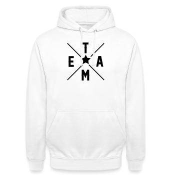 Équipe - Sweat-shirt à capuche unisexe - blanc - Devant - AI Model Male 185 dark (185cm) & AI Model Female 172 dark (172cm)
