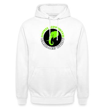 Éléphant Animal Supporter - Sweat-shirt à capuche unisexe - blanc - Devant - AI Model Male 185 dark (185cm) & AI Model Female 172 dark (172cm)