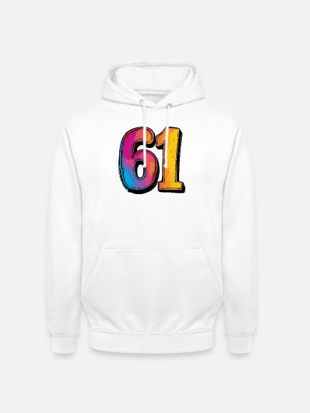 61 Zahl Bunt - Unisex Hoodie - Weiß