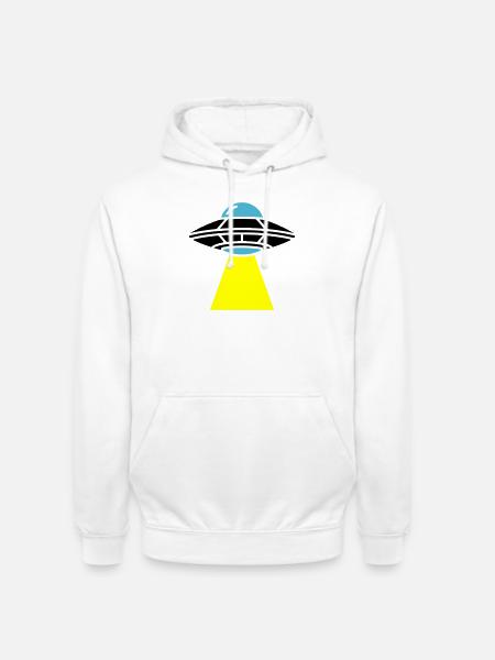 UFO Alien Spaceship Light - Unisex Hoodie - white
