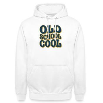 Old School Cool - Vieille école - Sweat-shirt à capuche unisexe - blanc - Devant - AI Model Male 185 dark (185cm) & AI Model Female 172 dark (172cm)