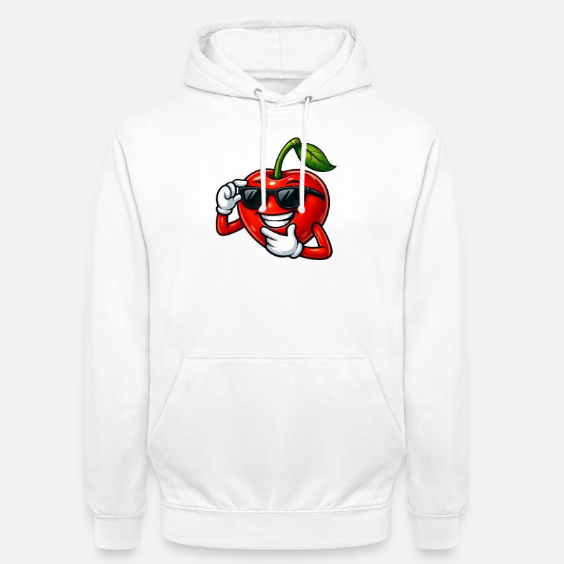 Cool Cherry Cartoon Comic Fruit Design - Unisex Hoodie - white
