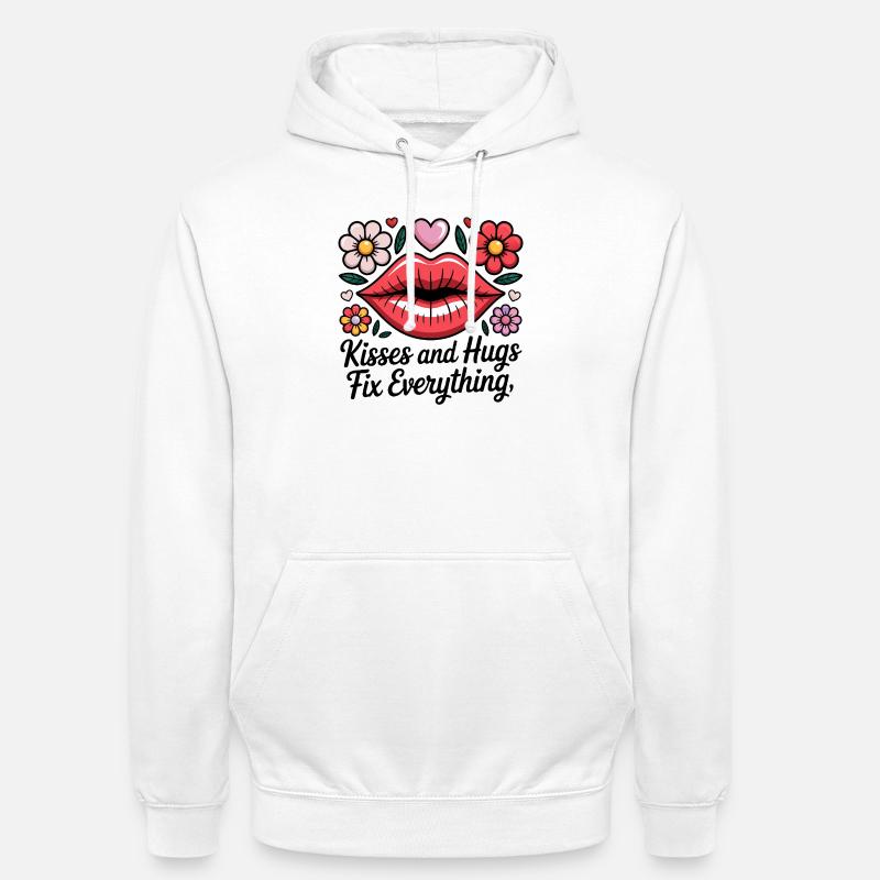 Baci e abbracci guariscono tutto - Felpa con cappuccio unisex - bianco