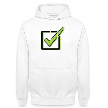 Tick Checklist Box Comic - Unisex Hoodie - white - Front - AI Model Male 185 dark (185cm) & AI Model Female 172 dark (172cm)