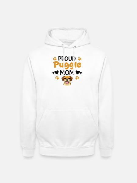 Fière mère Puggle, Puggle - Sweat-shirt à capuche unisexe - blanc